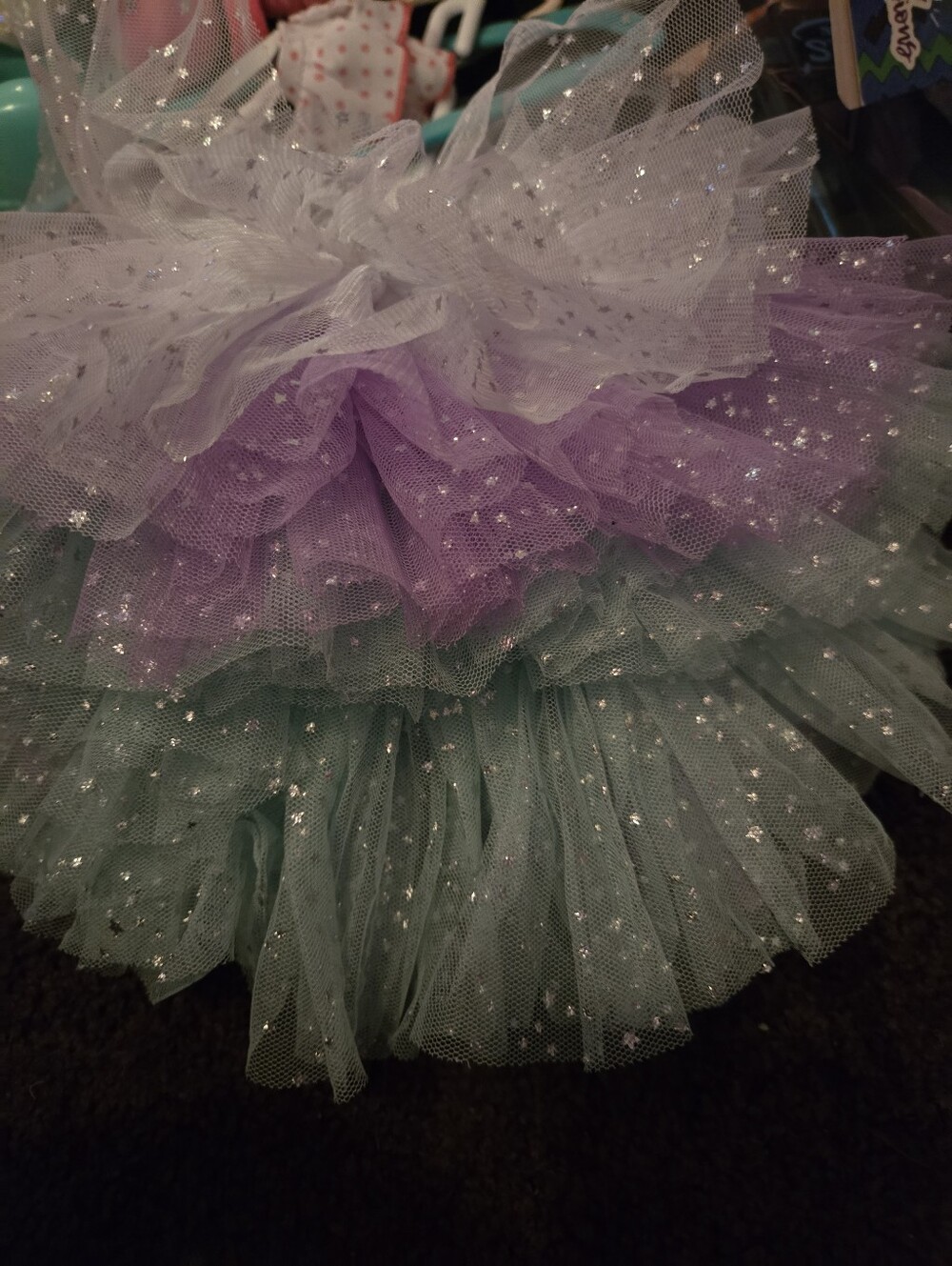 Sparkle Layered Tulle Girls Dress - Purple & Light Teal